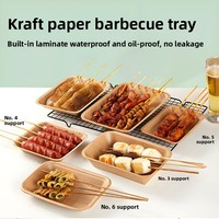 Plateaux en papier kraft laminé, vente en gros, pour barbecue, snacks, poulet frit, pique-nique, vaisselle jetable épaisse