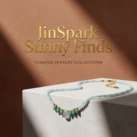 Collar de Cuentas Largas de Aventurina Verde Natural y Amazonita JinSpark, Chapado en Oro de 18K, Estilo Bohemio