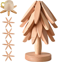 Sous-plats en bois personnalisés en forme d'arbre pour plats chauds, ensemble de dessous-de-plat en bois de hêtre et de noyer avec support