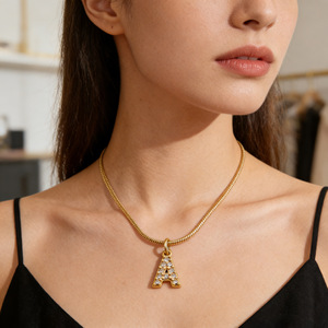 ZOGXIN Letter Necklace Gold Plated Rhinestone Alphabet Pendant Snake Chain For Women Fashion Jewelry Gift - Product Image 3