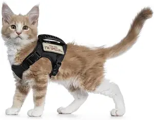2023 전술 고양이 하네스 도보 탈출 증거 조정 가능한 강아지 하네스 핸들 가죽 끈과 작은 개 하네스