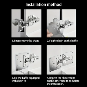 Kit de réparation de charnières de placard en acier inoxydable, fermeture amortie, dissimulé, pour porte de placard de cuisine, trous de fixation plats, fixation industrielle - Product Image 5