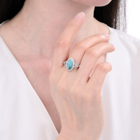 Bague ovale vintage en argent 925 avec turquoise, argent sterling, motif perlé et filigrané, bagues fines