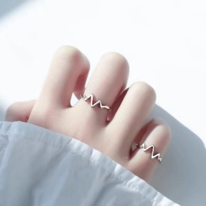 原创正品热销简约银戒指尾指曲线戒指925纯银情侣专用 - Product Image 4