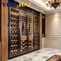 YINGHAI Armoire à vin à double zone à température constante en acier inoxydable noir avec éclairage LED pour salon, villa, hôtel, bar, restaurant