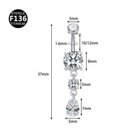 Gaby Nouveau Anneau de nombril long en titane ASTM F136 à surface lisse, Vente en gros de bijoux de piercing pour le nombril