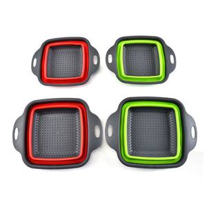 سلة تخزين بلاستيكية مستطيلة قابلة للطي للمنزل مع غطاء، تصميم عصري صديق للبيئة، حاوية تصريف للمطبخ للفواكه والخضروات - Product Image 4