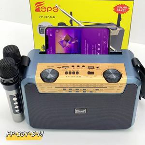 Radio portable solaire FP-397-S-<span class=keywords><strong>M</strong></span> avec double microphone karaoké, haut-parleur Bluetooth, radio 4 bandes AM/FM/SW1-2 et double éclairage LED rechargeable - Product Image 5