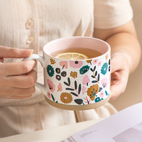 Décalcomanie japonaise de 400ml à motif floral grande capacité, tasses à café en céramique avec poignée, cadeaux
