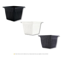 Pot de fleurs carré en plastique, aspect pierre peinte, durable, avec trou de drainage, pour utilisation en intérieur, en extérieur et en jardin