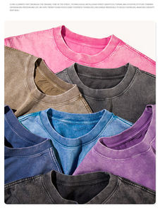 เสื้อยืดคอตตอนแบบดิสเทรส 250 กรัม สำหรับผู้หญิงและผู้ชาย คอกลม ขายส่งจำนวนมาก รับทำโลโก้ตามสั่ง สำหรับชุดยูนิฟอร์มสโมสร - Product Image 1