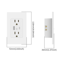 Nouvelle conception, prise électrique en cuivre 15A, norme américaine, 2 prises AC, chargeur USB Type-C, prise murale intelligente WiFi, commande vocale