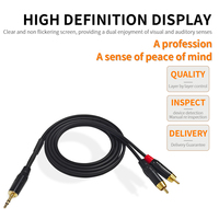 Câble audio stéréo plaqué or de 3.5mm à double RCA Câble auxiliaire Hi-Fi blindé en cuivre sans oxygène pour système Hi-Fi Home cinéma PC TV