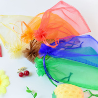 Sac cadeau en organza transparent pour mariage, sac à cordon de couleur, sacs en maille respirante pour fleurs séchées, pot-pourri et emballage cadeau