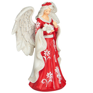 Statuetta <span class=keywords><strong>Angelo</strong></span> Bianco in Resina con Abito Rosso, <span class=keywords><strong>Ali</strong></span> e Colomba, Decorazione Natalizia Religiosa, Ornamento da Tavolo da Collezione, Regalo all'Ingrosso - Product Image 4