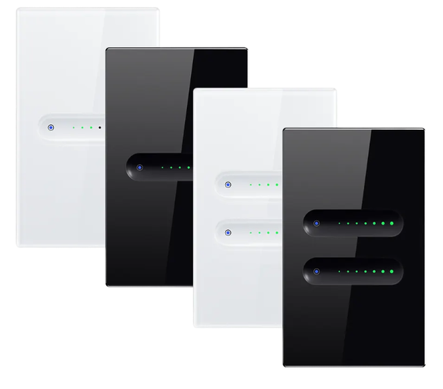 Tuya Wifi Smart Dimmer Switch 1 2 Gang US Standard Wireless Control 10A Max Current Dimmer Switch Tempered Glass Touch Panel