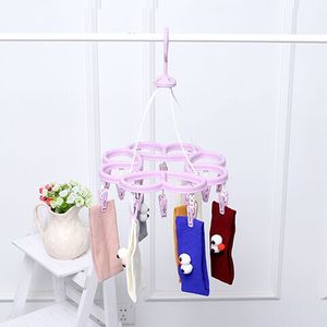Plastic Round Sock Dryer With <b>Clips</b> Single Tier <b>Hook</b> Type For Balcony Clothing Drying - Product Image 4