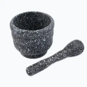 ODM/OEM Alho Press Soft Handled Spice Crusher Conjunto De Imprensa De Alho E Conjunto De pilão Imitado De Madeira