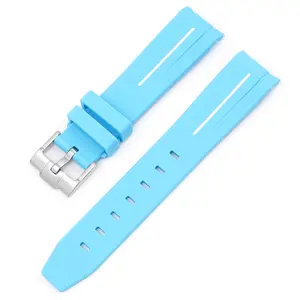 ONTHELEVEL Navy Blue Silikon-Gummiband geeignet für Uhren Sub-Einsatz gebogenes Premium-Gummiband
