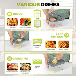 Ensemble de 22 pièces pour la préparation des aliments : robot culinaire manuel, hachoir, mandoline de cuisine, coupe-légumes multifonctionnel avec 13 accessoires interchangeables - Product Image 5