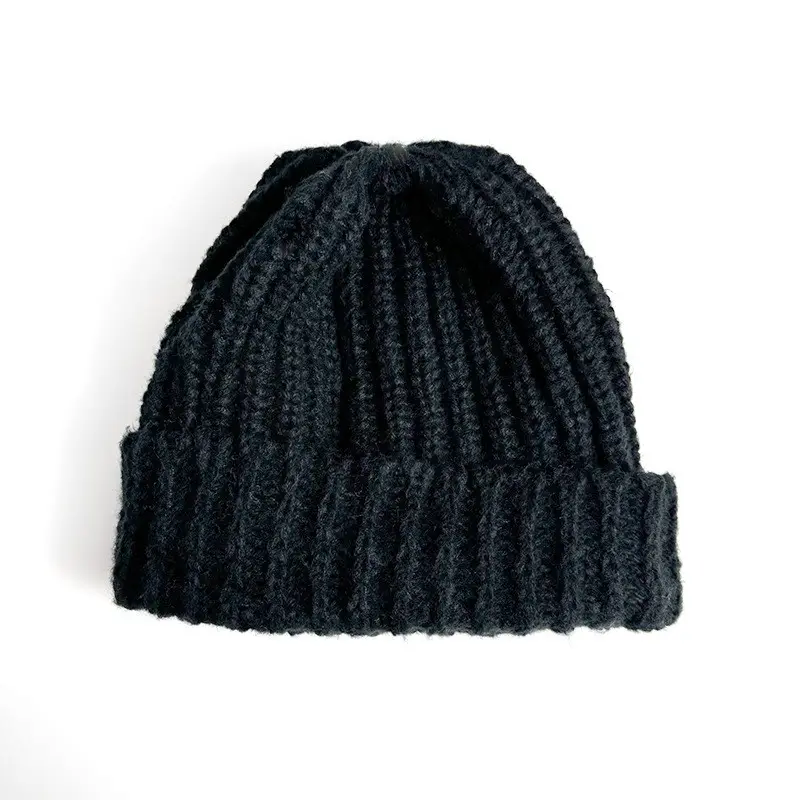 Groothandel Custom Mode Herfst Winter Casual Effen Kleur Manchet Gehaakte Beanie Caps Gebreide Muts Voor Meisjes