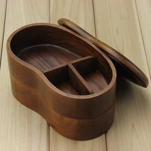 Boîte à bento japonaise à double couche en bois naturel avec doublure en silicone de qualité alimentaire, récipient <span class=keywords><strong>isotherme</strong></span> pour le stockage des aliments - Product Image 2