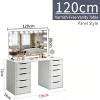 Table de maquillage moderne sur pied avec miroir LED éclairé, écologique, grand rangement, 10 tiroirs