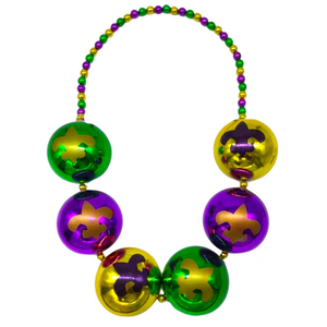 Collana di Perle Giganti in Plastica per Mardi Gras, Novità di Fabbrica, Viola Oro Verde, Enorme Palla da Discoteca, Accessorio per Travestimenti - Product Image 6