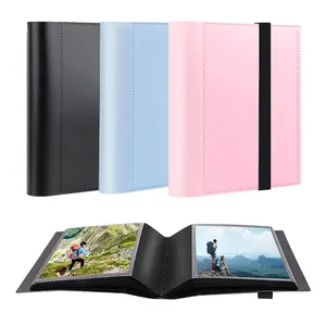Small Photo Album 5x7 Black Inner Page with Strong Elastic Band,5*7 Picture Storage,Postcards,Mini Pictures Album