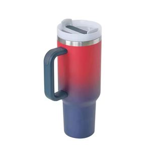 Gobelet isotherme promotionnel personnalisé en acier inoxydable de 40 oz à double paroi avec paille et poignée – Idéal comme cadeau - Product Image 3