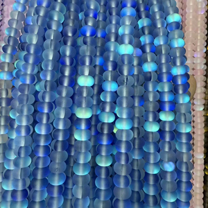 5*8mm Matte Aurora Crystal Glass <strong>Beads</strong> Flash Glitter Shining Mermaid Round Loose <strong>Aura</strong> <strong>Bead</strong> Frosted Moonstone - Product Image 2