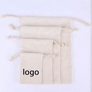 Reusable Shopping <b>Bags</b> Cotton Canvas Tote <b>Bags</b> With Designer Custom Logo Printed Small Cloth Cotton Linen <b>Drawstring</b> <b>Bags</b> - Product Image 6