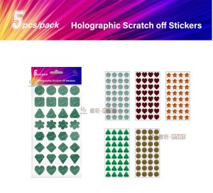 Autocollants à gratter personnalisés toutes formes, packs d'autocollants à gratter holographiques mélangés, autocollants pour cartes de loterie DIY à gratter - Product Image 2
