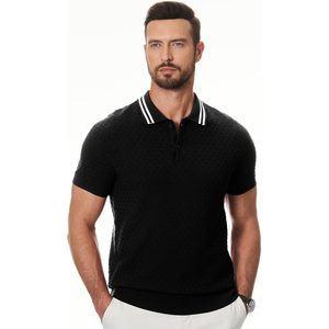FOXA Polo de punto para hombre, manga corta, con botones, informal, transpirable, de algodón, ligero - Product Image 3