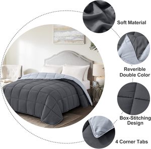 Tất cả các mùa đảo ngược Vua Kích thước Comforter Xám Duvet chèn nhẹ bộ đồ giường mềm Quilted kích thước đầy đủ tối - Product Image 4