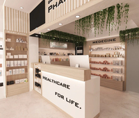 Meubles d'exposition intérieurs de pharmacie haut de gamme, design en acier et marbre, vitrine médicale, éclairage LED, armoire de rangement efficace pour pharmacie