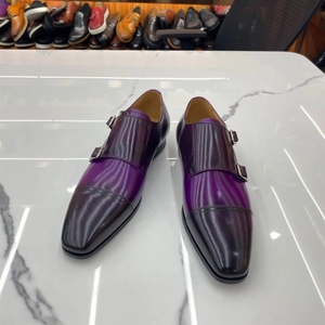 Chaussures classiques en cuir véritable pour hommes, faites à la main, à <span class=keywords><strong>boucle</strong></span>, pour le travail, le bureau, les occasions formelles, style <span class=keywords><strong>Derby</strong></span> - Product Image 4