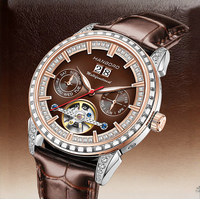Montre multifonctionnelle King unisexe, automatique, mécanique, verre, aiguille, boîtier en acier inoxydable, 5 BAR, résistante à l'eau, tendance