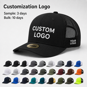 Customized Logo 6 Panel Terry/Canvas Polyester/Cotton Adjustable Fit Adult Unisex Multiple Colors 112 Trucker <b>Hat</b> For Adult - Product Image 1