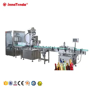 automatic spirits gin rum liquor wine vodka rotary filling capping labeling machine