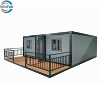 Maison modulaire préfabriquée portable WinFair, maison conteneur pliable et extensible avec terrasse pour centre communautaire