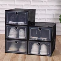 Organisateurs d'armoire à chaussures pliables en plastique détachable épaissi Transparent boîte de rangement anti-poussière boîtes à chaussures combinées empilables