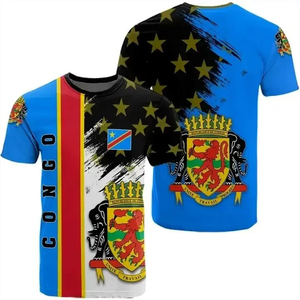 T-shirt pour homme à manches courtes, imprimé numérique du drapeau de la République démocratique du Congo, décontracté d'été, écologique, respirant, 180g - Product Image 3