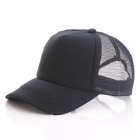 Gorra de béisbol publicitaria de malla de esponja de 6 paneles ajustable para camionero, transpirable, con protección solar, 100% poliéster, con logo