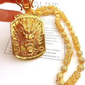 Collar con Colgante de Cadena de Eslabones Chapado en Oro de 24K, Diseño de Dragón, Estilo Hip Hop, Punk, Moderno, Regalo para Hombre - Product Image 4