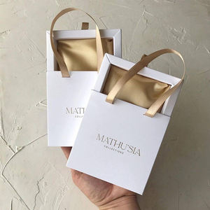 Eco-friend Custom Logo Slide Drawer Bracelet Jewellery Box with Ribbon Handle Gift Bag Jewelry <b>Boxes</b> Packaging Necklace <b>Ring</b> - Product Image 1