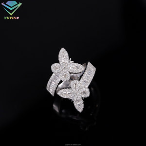 Bague papillon style mode, diamant moissanite VVS, certificat GRA, passe le testeur de diamants, plaqué or, argent sterling 925, cadeau - Product Image 1