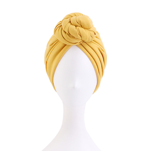Bandeau pour femmes, turban noué uni, bonnet doux pré-noué, bandeaux plissés - Product Image 4