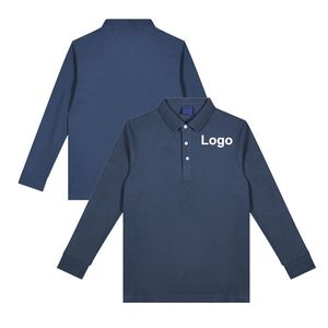 Camiseta Polo de Golf Personalizada al por Mayor para Hombre, Cuello en V, Color Sólido, Manga Larga, para Todas las Temporadas - Product Image 2
