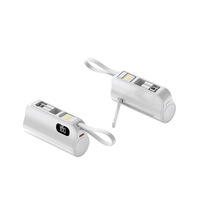 Mini Power Banks 2 en 1 avec support pour écran LED Chargeur portable Powerbank pour iPhone Câble intégré pour iPhone